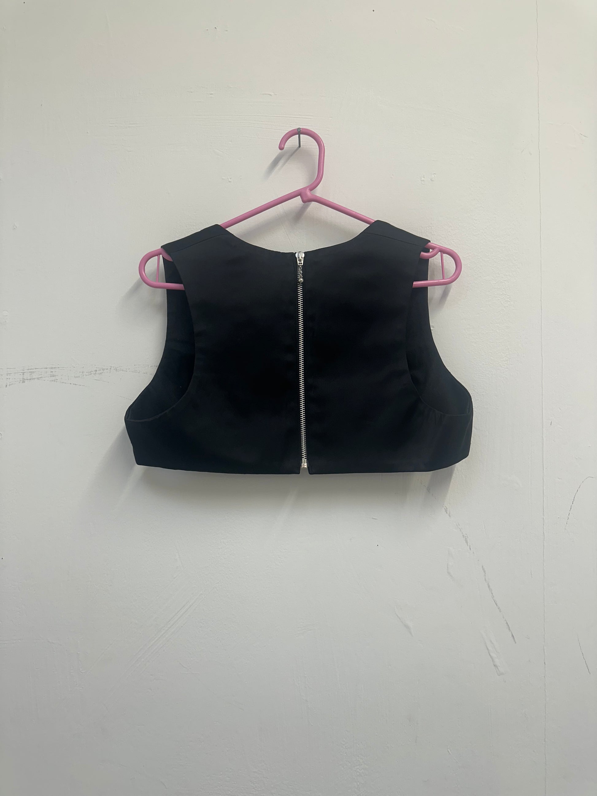 100% SILK BLACK BRALETTE TOP M