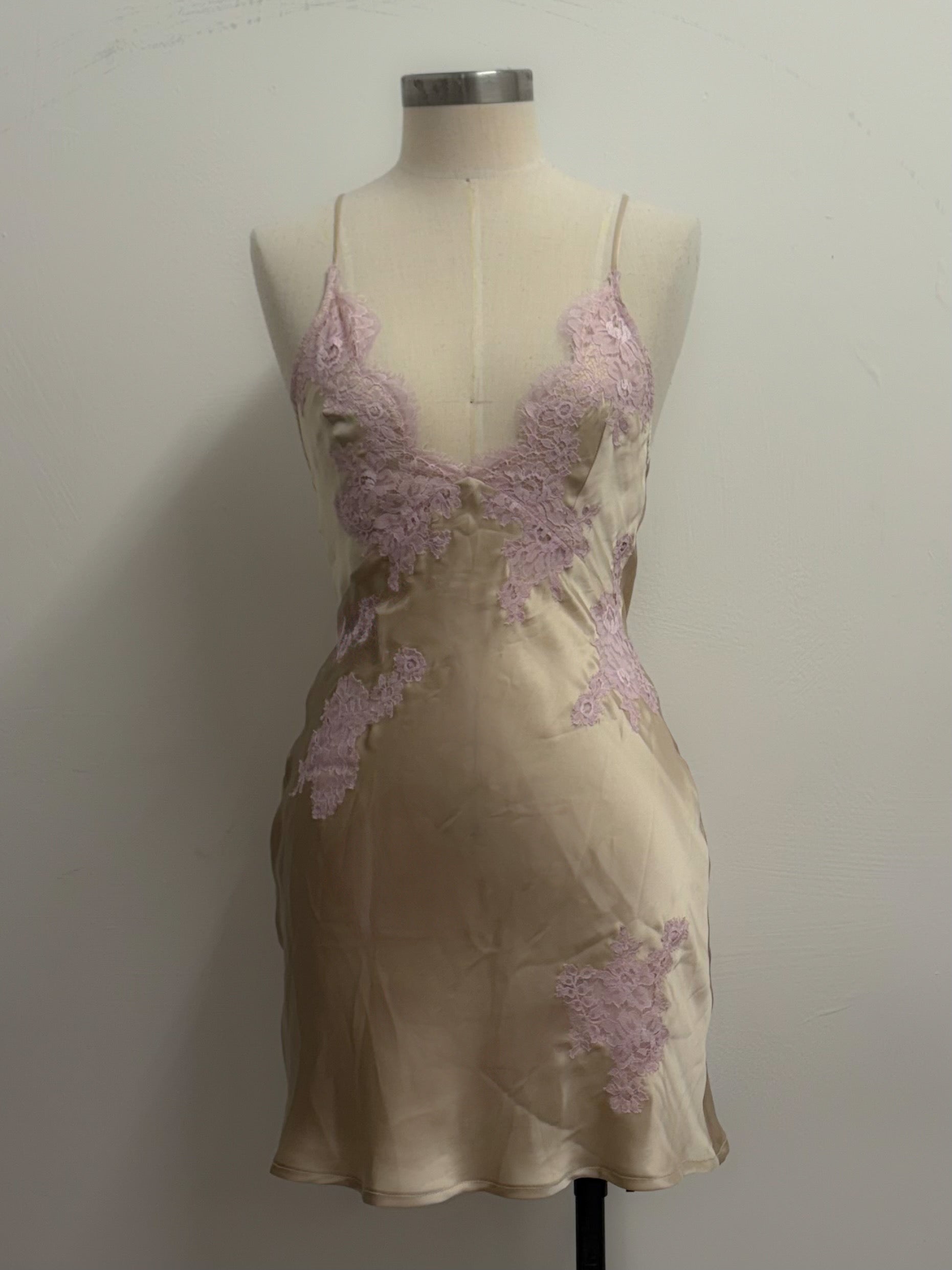 100% SILK AND LACE CAMISOLE DRESS XS/S