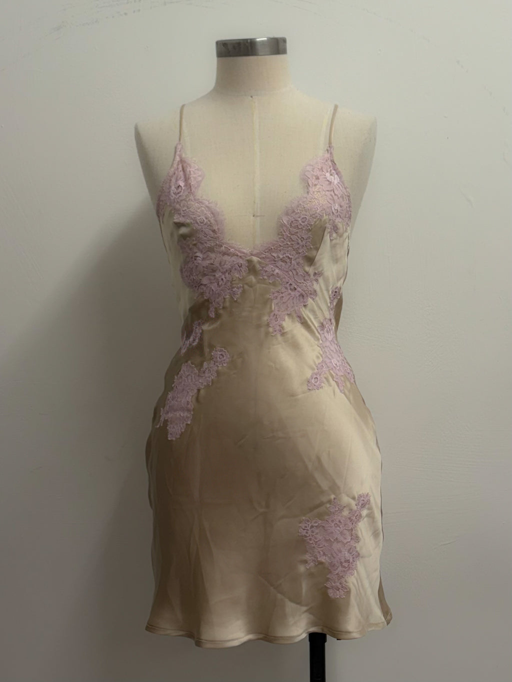 100% SILK AND LACE CAMISOLE DRESS XS/S