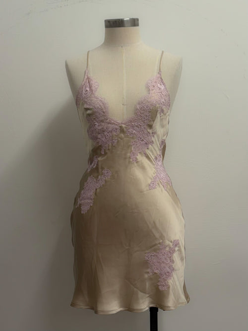 100% SILK AND LACE CAMISOLE DRESS XS/S