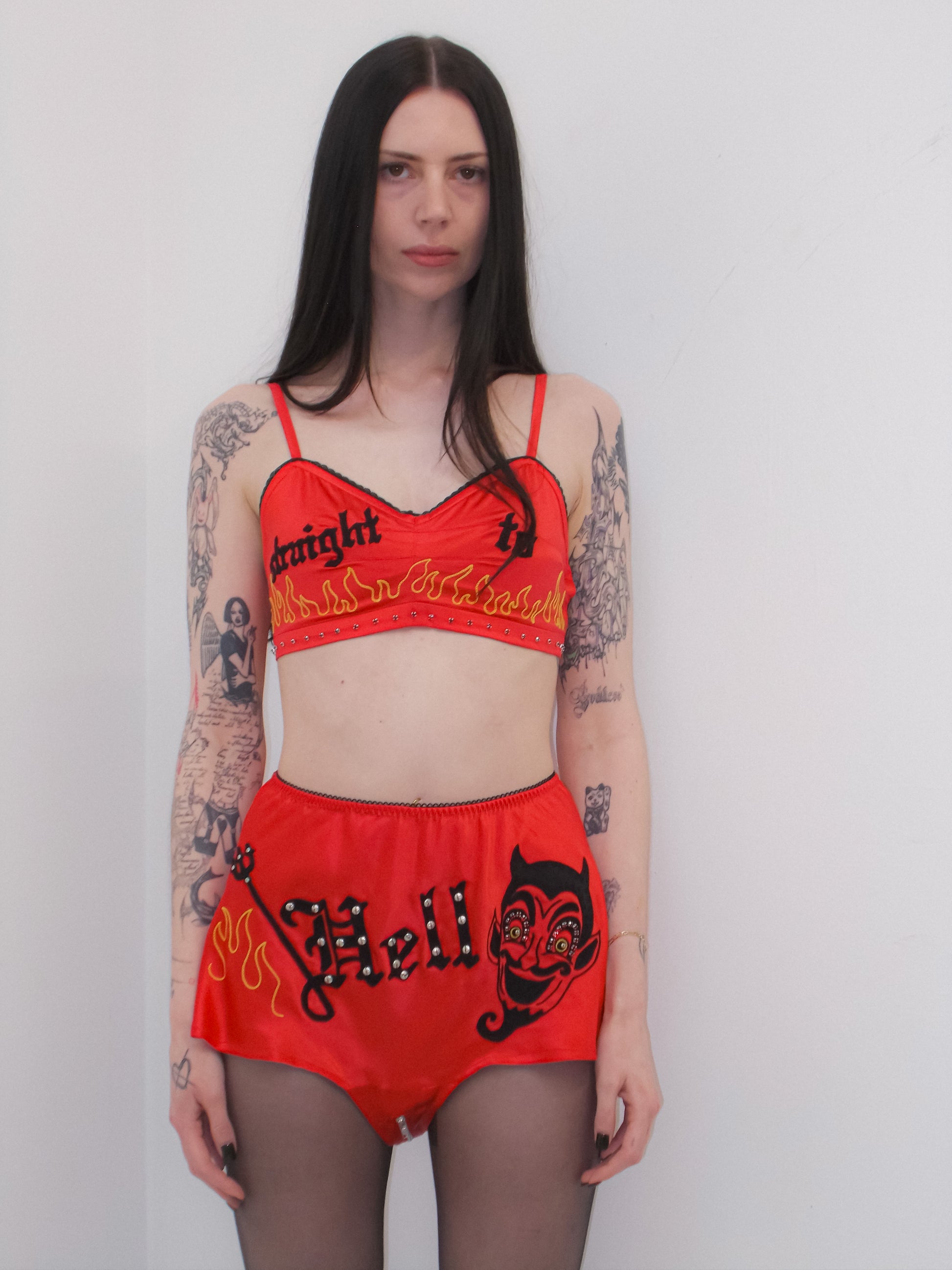STRAIGHT TO HELL SOUVENIR SILK LINGERIE SET
