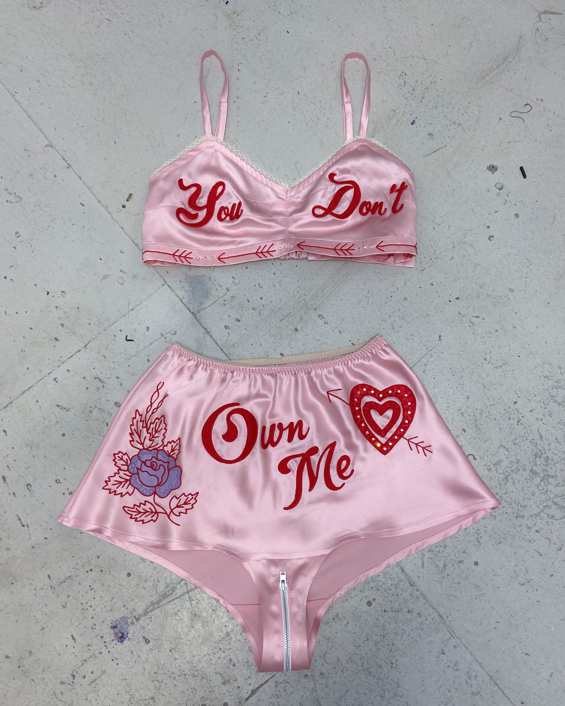 YOU DON'T OWN ME SOUVENIR SILK LINGERIE SET