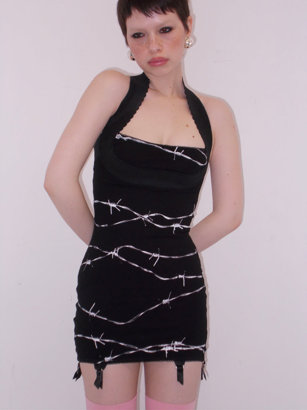 VEDETTE BARBED WIRE HALTER DRESS