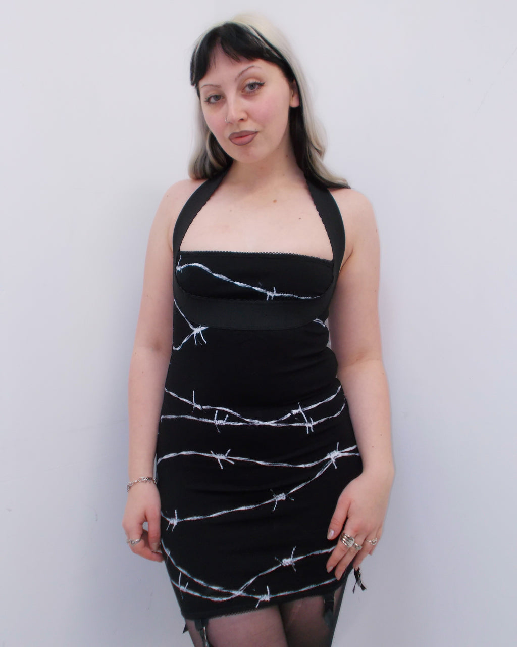 VEDETTE BARBED WIRE HALTER DRESS
