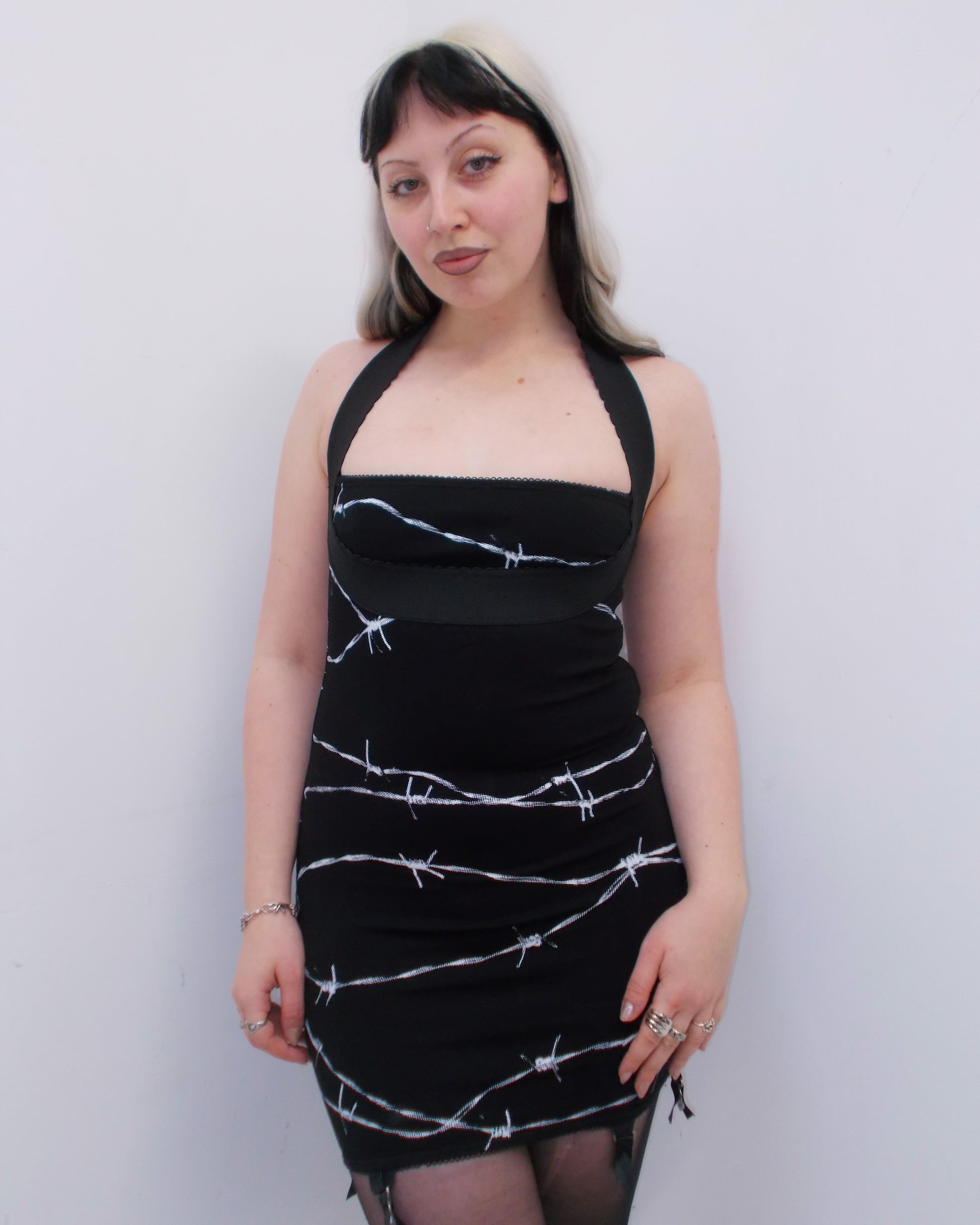 VEDETTE BARBED WIRE HALTER DRESS