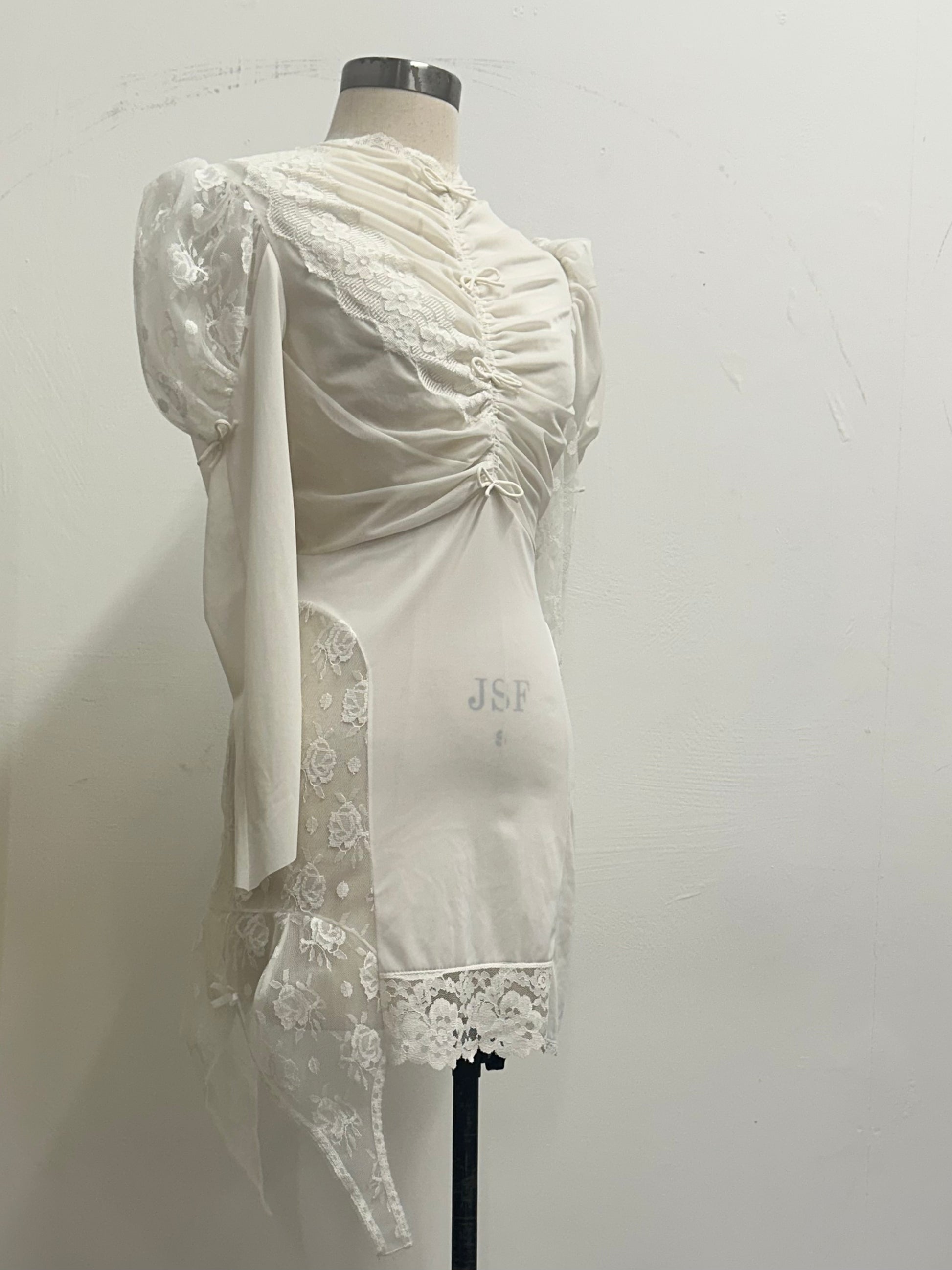 WHITE REPURPOSED SLIPS DRESS SIZE XS/S