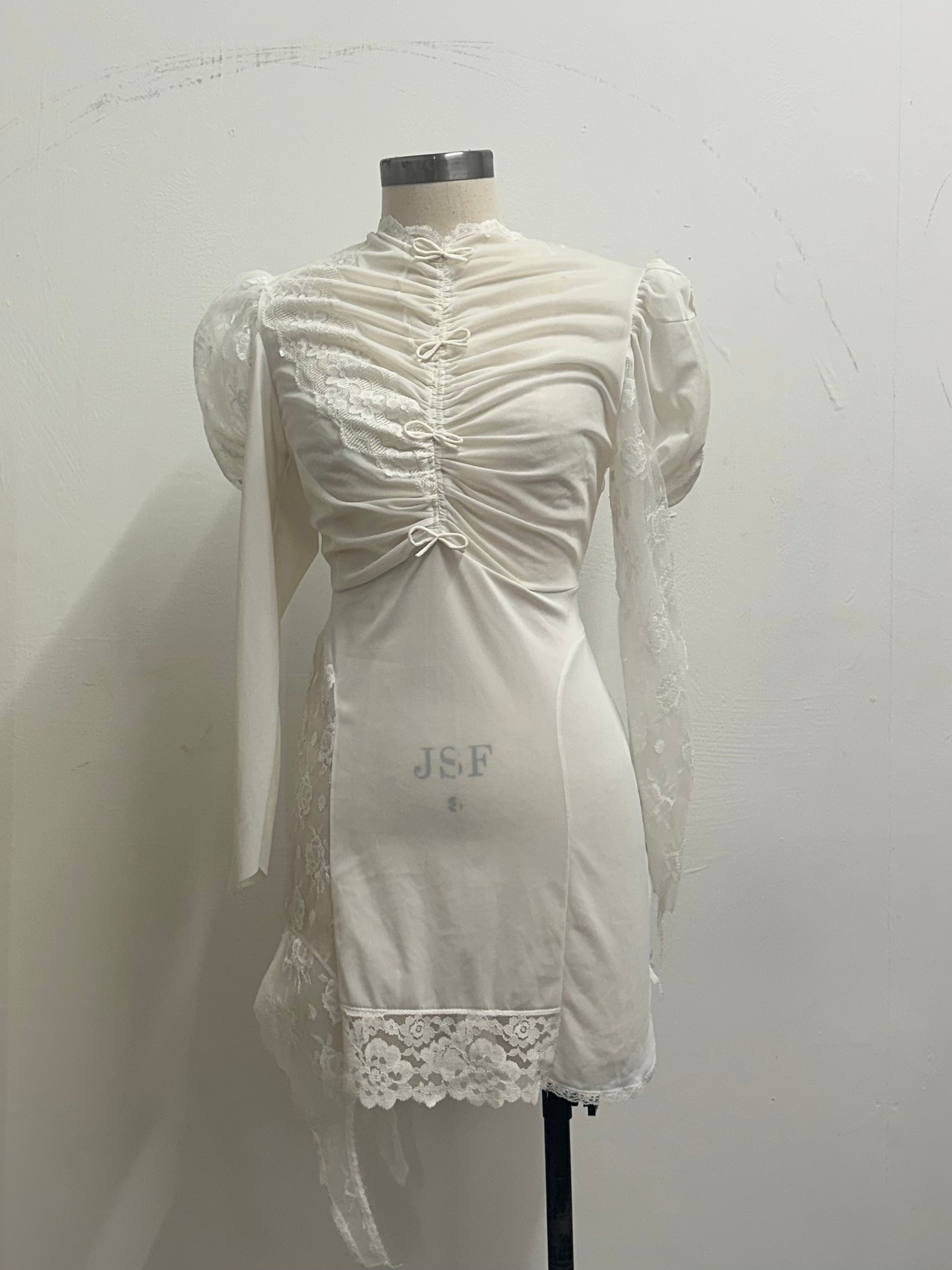 WHITE REPURPOSED SLIPS DRESS SIZE XS/S