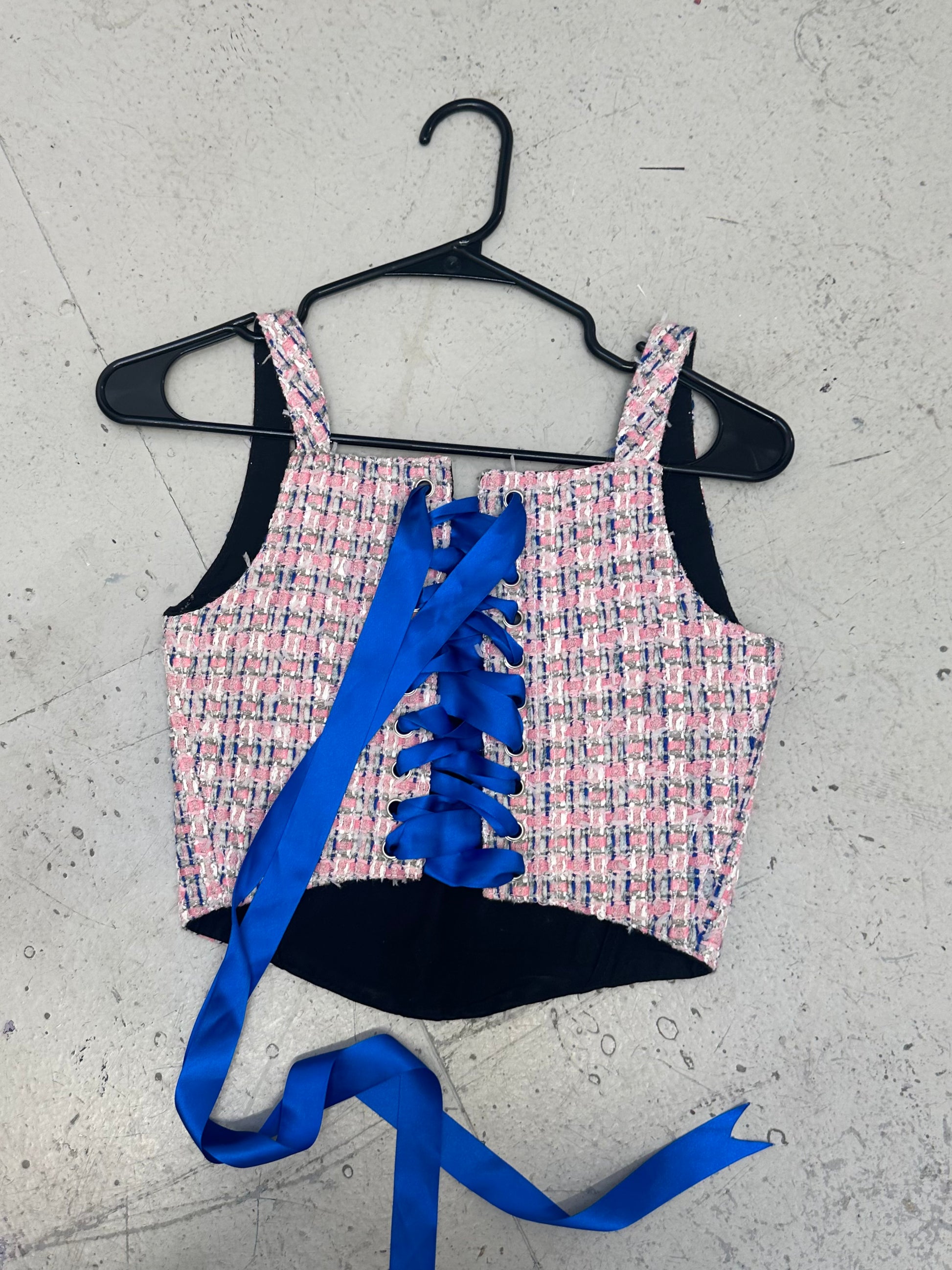 BOUCLE CORSET WITH BADGES - S