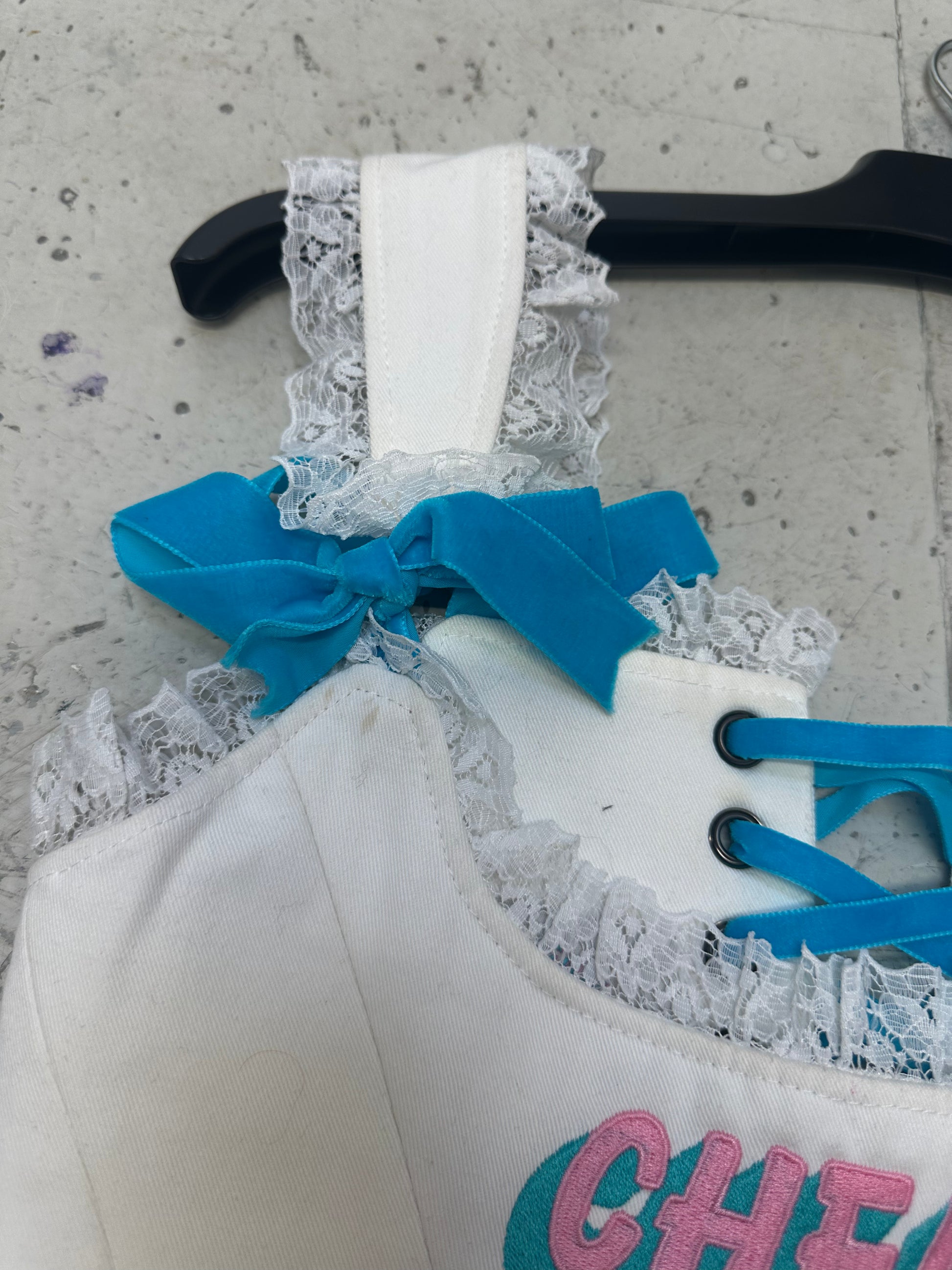 CHEAP THRILLS CANDY CORSET IN WHITE AND BLUE XS