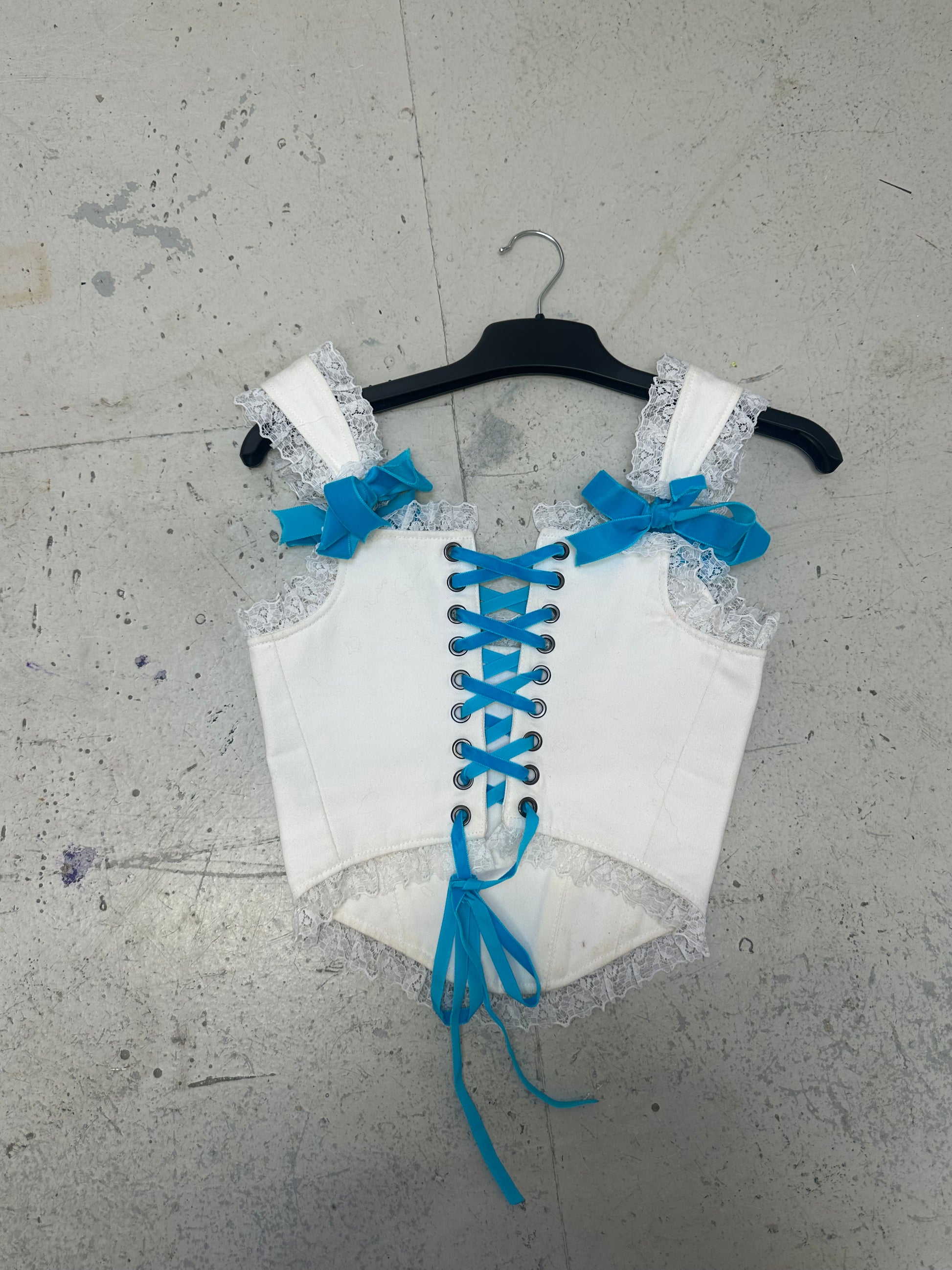 CHEAP THRILLS CANDY CORSET IN WHITE AND BLUE XS