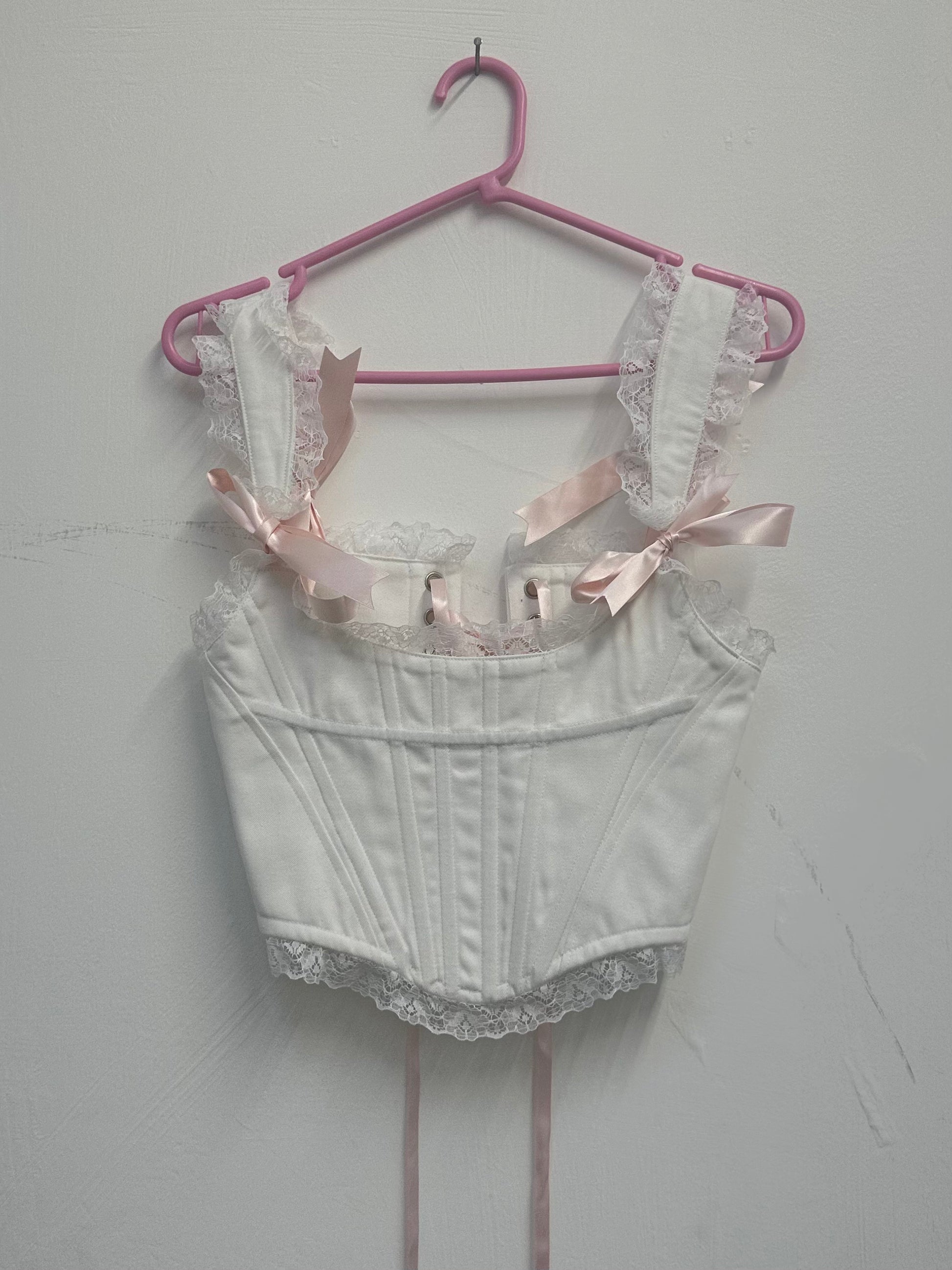 CANDY CORSET IN WHITE AND PINK SIZE S