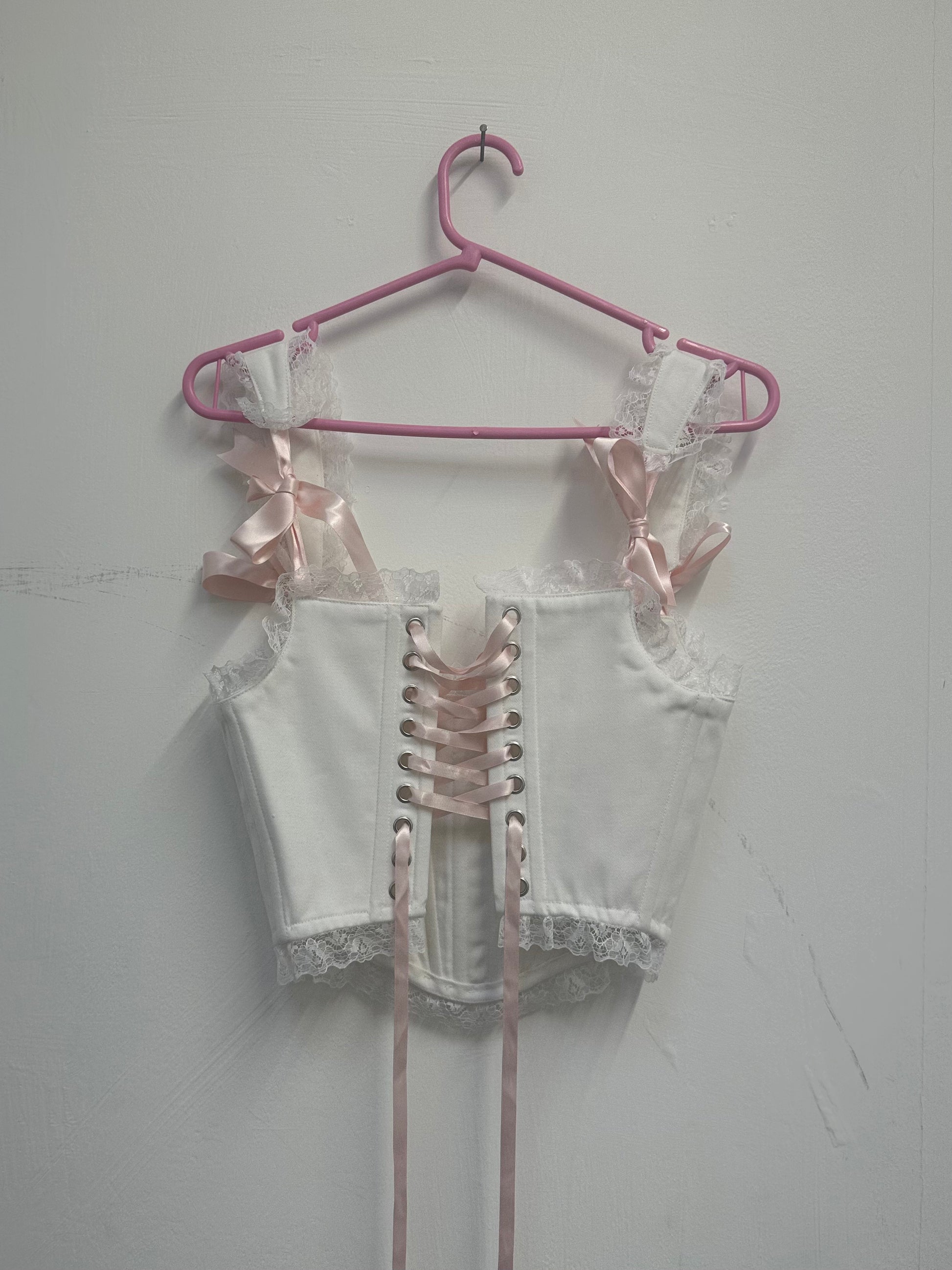 CANDY CORSET IN WHITE AND PINK SIZE S