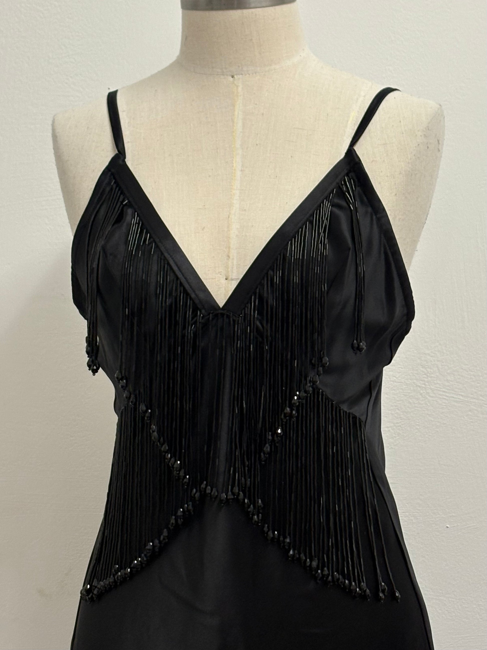 BLACK 100% SILK DRESS WITH BEADING