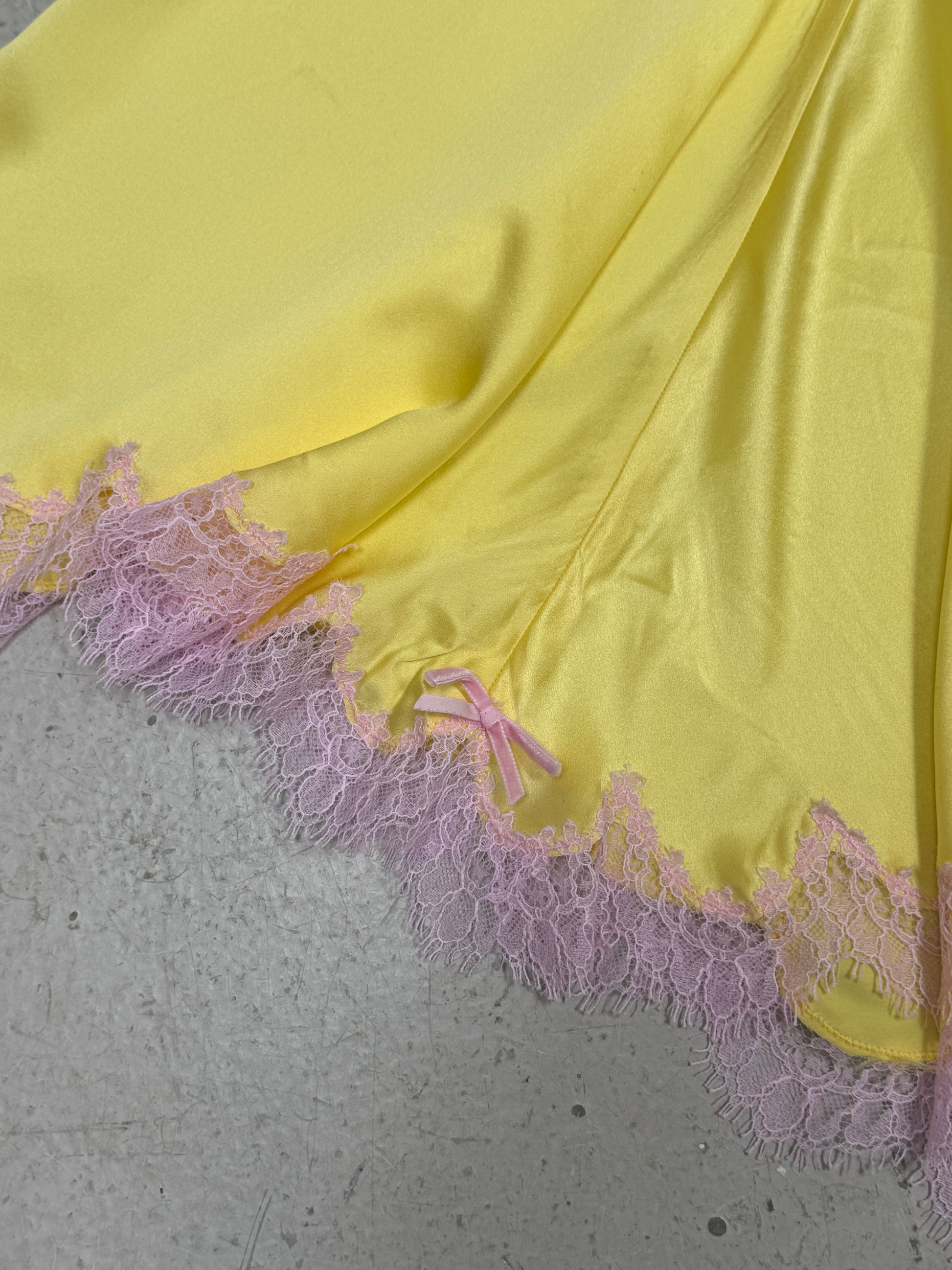 SAMPLE SALE - SILK BIAS CUT SKIRT WITH FRENCH LACE TRIM - S