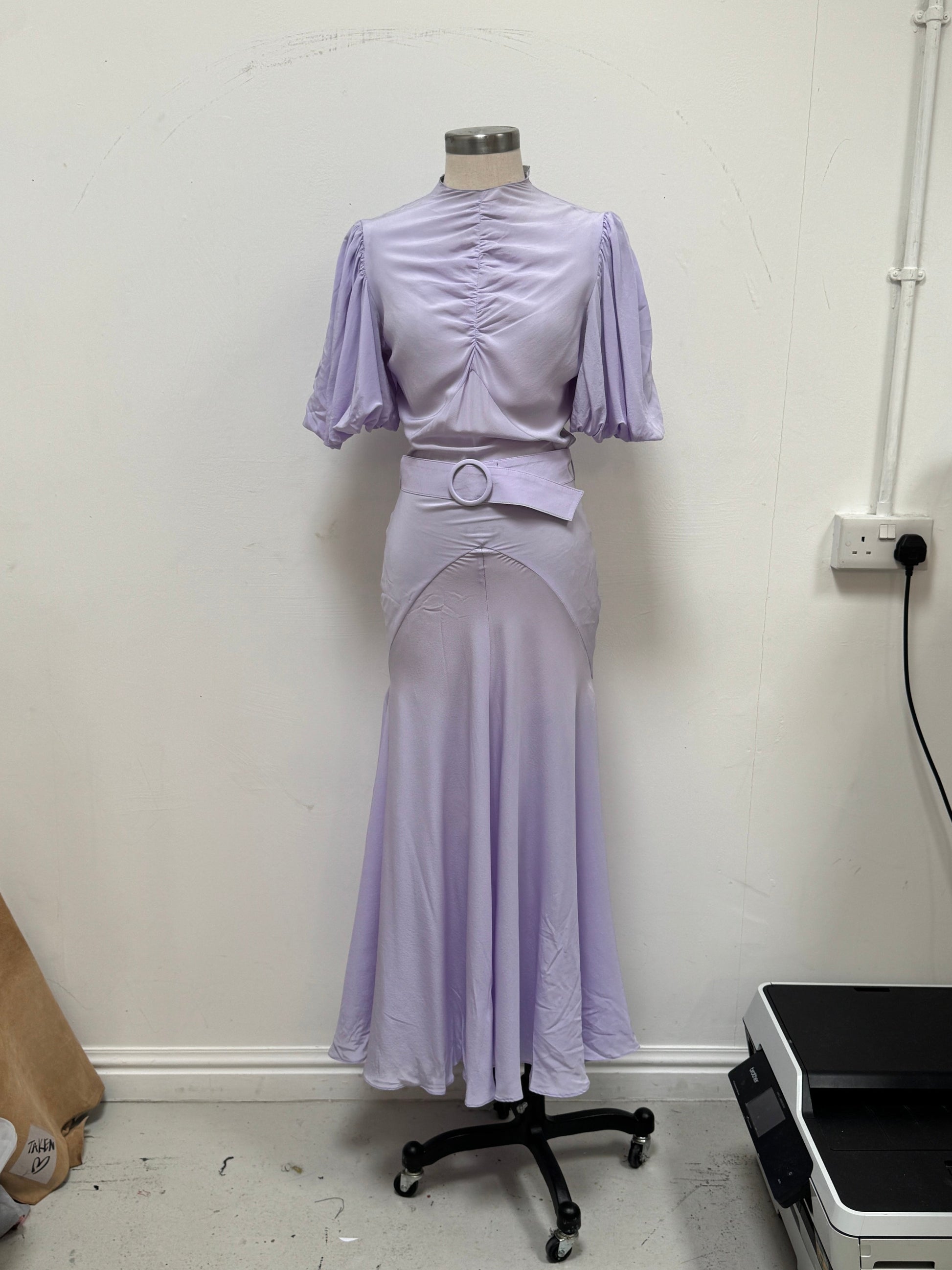 SAMPLE SALE - SILK BIAS CUT GOWN WITH BELT - XS/S