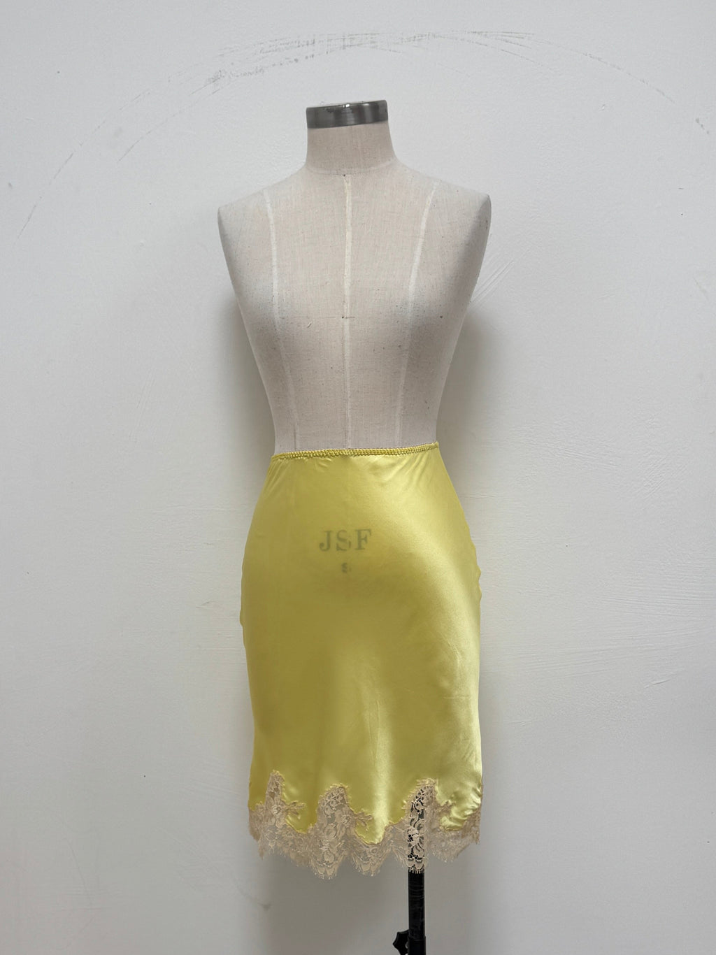 SAMPLE SALE - SILK BIAS CUT SKIRT WITH FRENCH LACE TRIM - XS