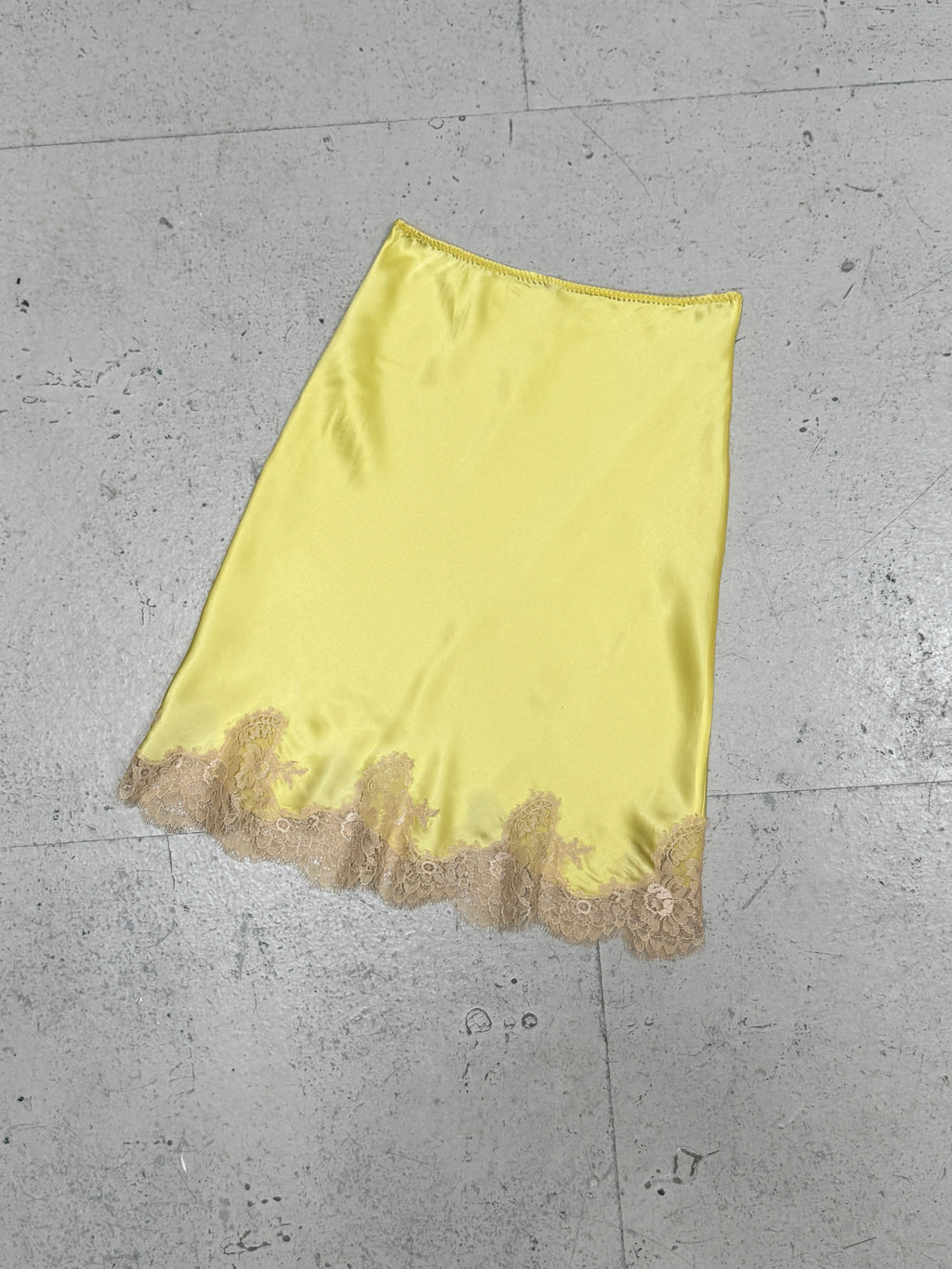 SAMPLE SALE - SILK BIAS CUT SKIRT WITH FRENCH LACE TRIM - XS
