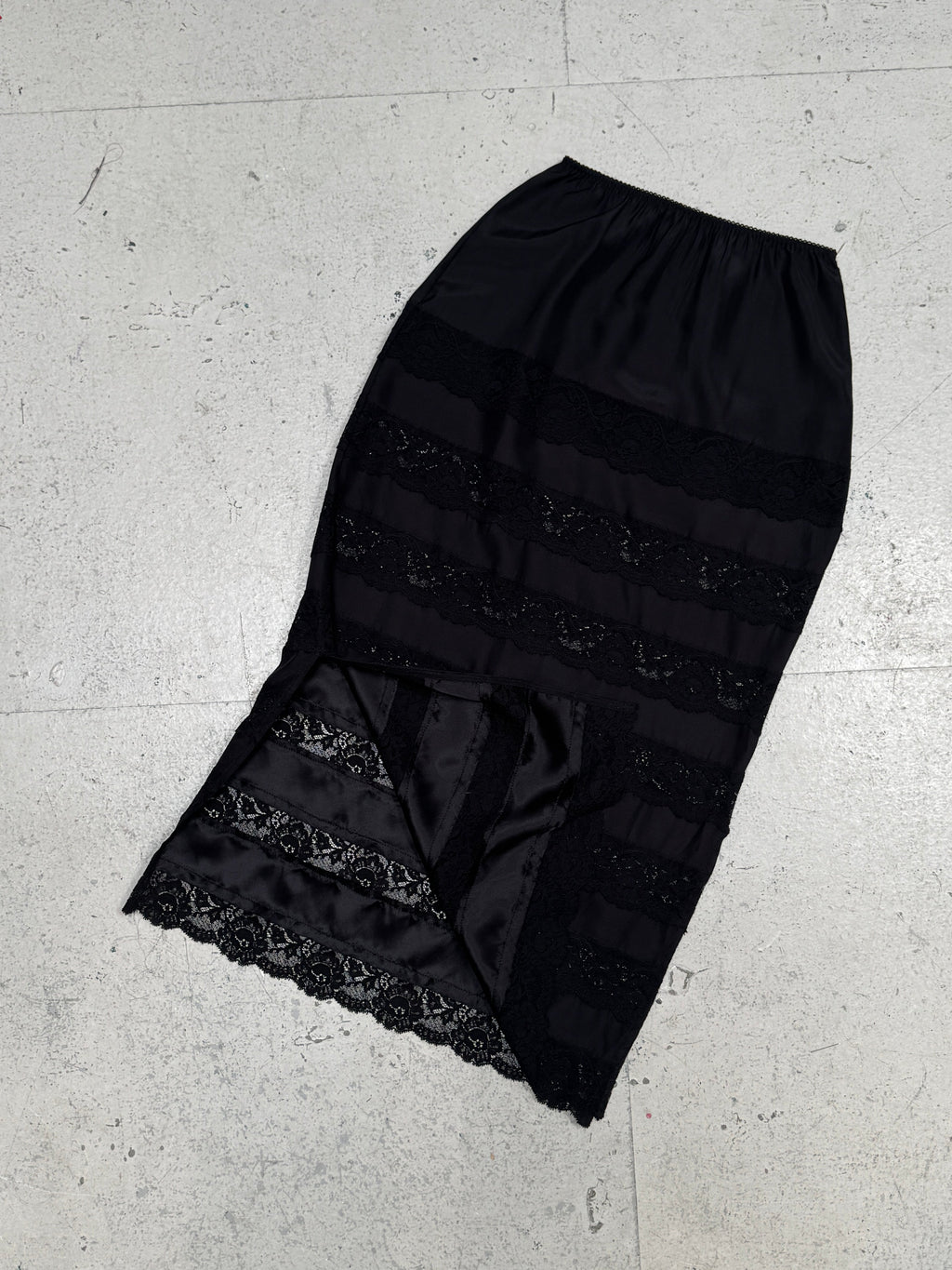 SAMPLE SALE - SILK SLIP SKIRT WITH LACE XS/S