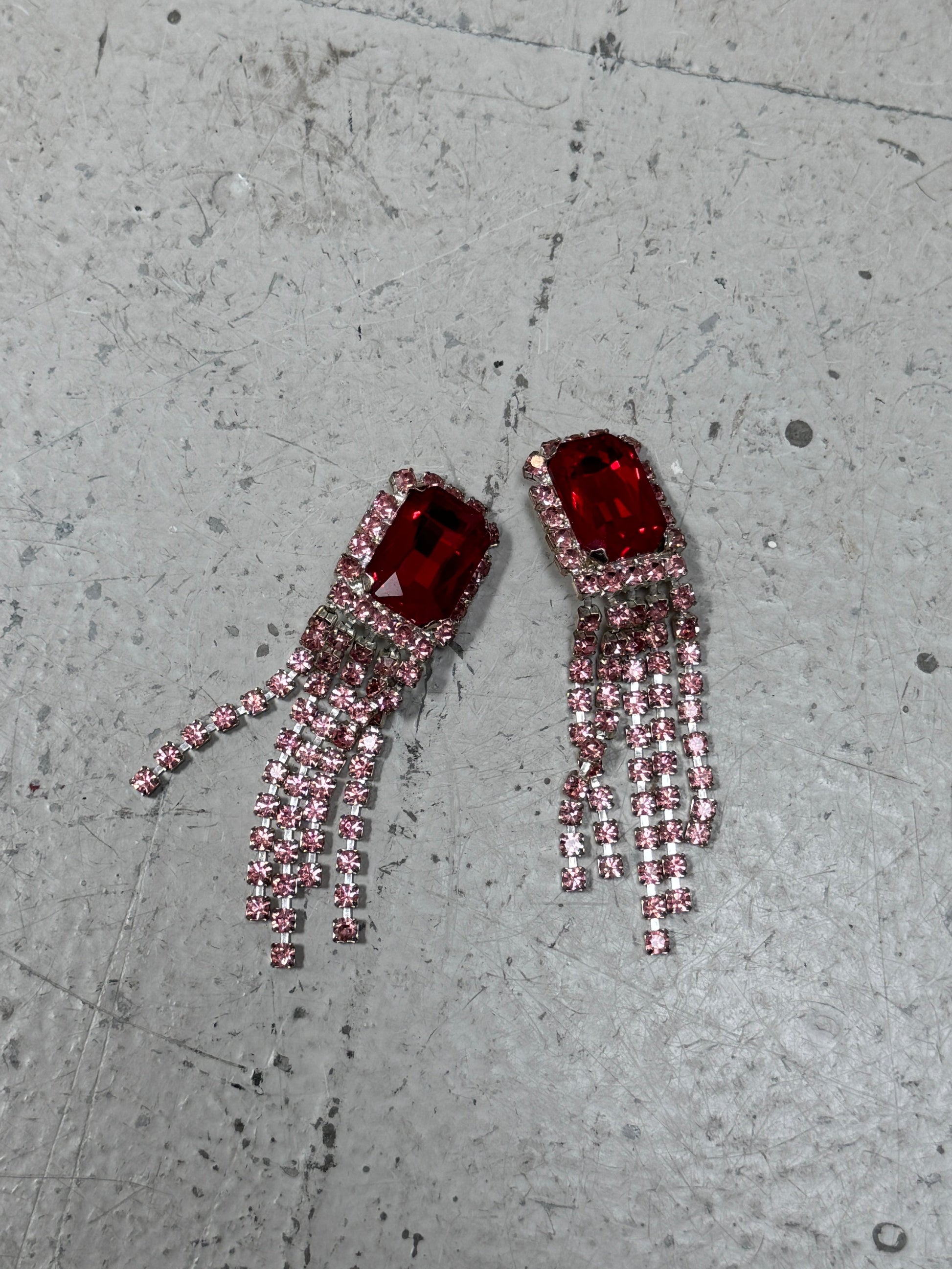 SAMPLE SALE - RHINESTONE EARRINGS (RED)