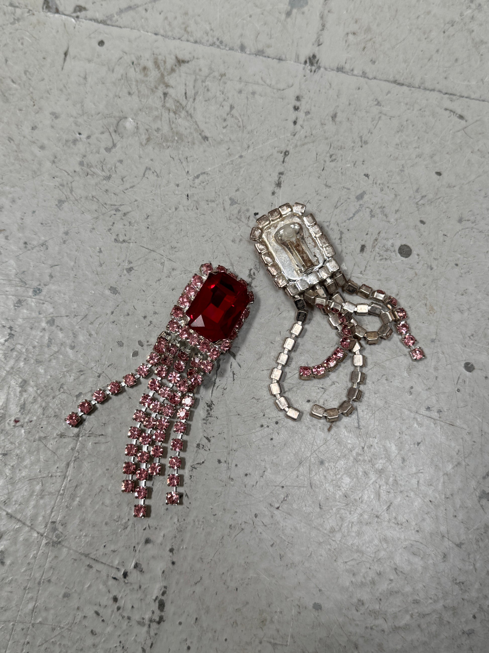 SAMPLE SALE - RHINESTONE EARRINGS (RED)