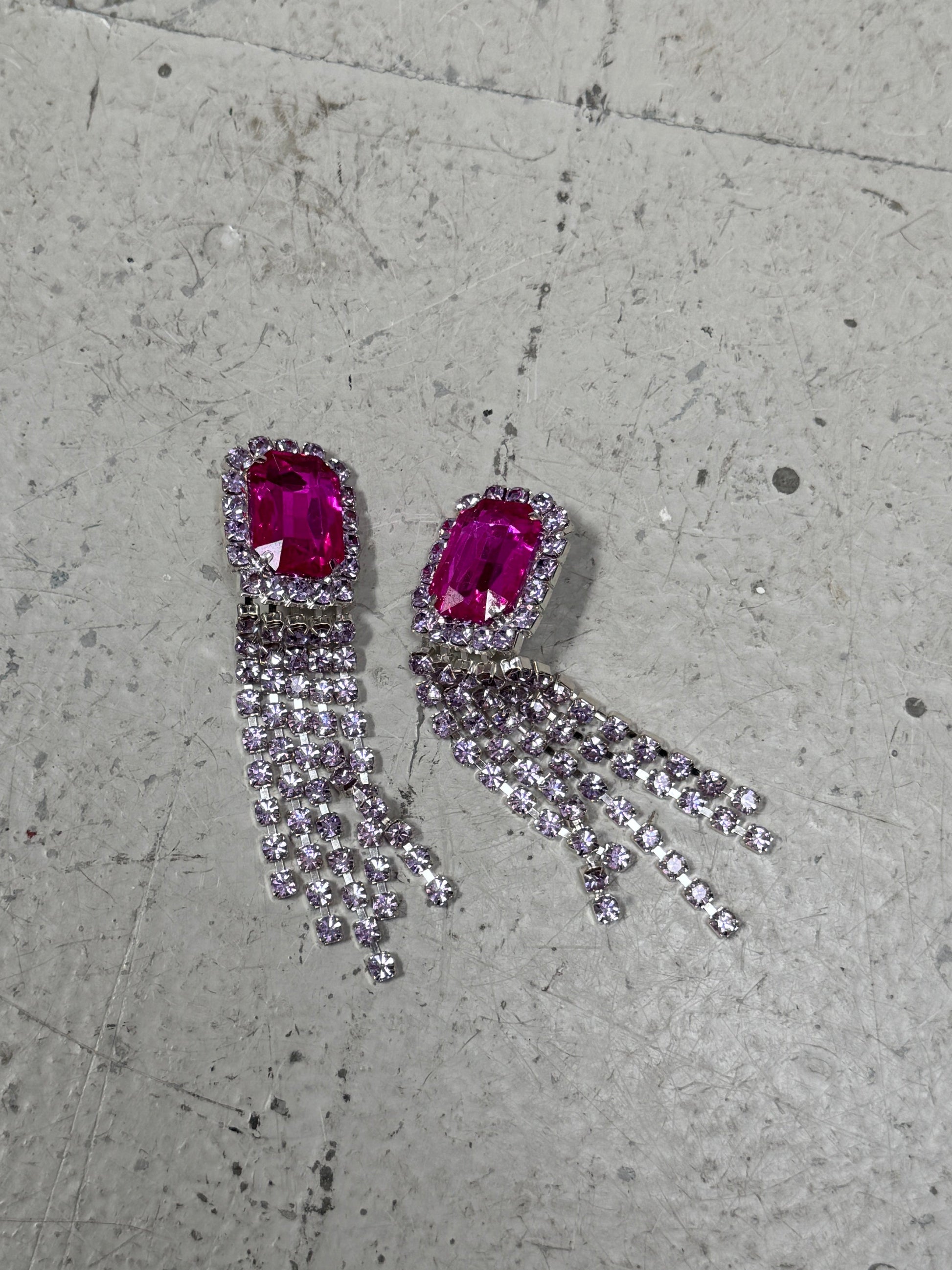 SAMPLE SALE - RHINESTONE EARRINGS (PINK)
