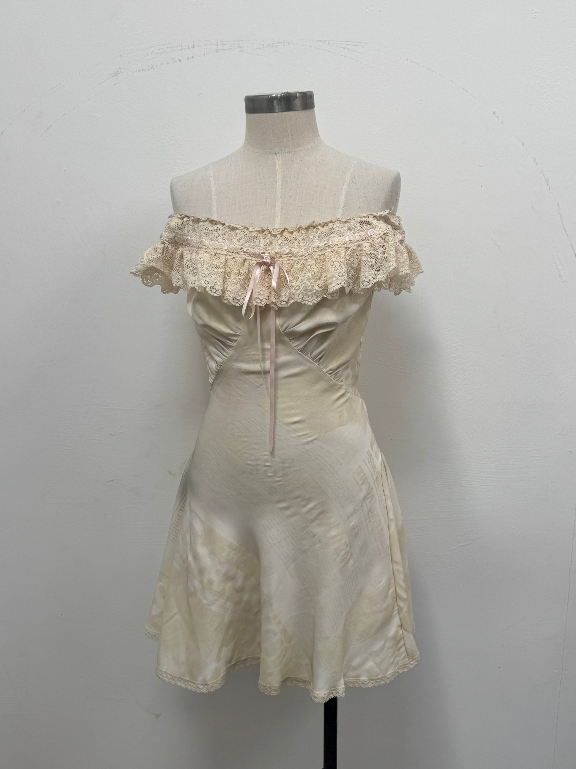 SAMPLE SALE - SILK NEWSPAPER PRINT DRESS - XS