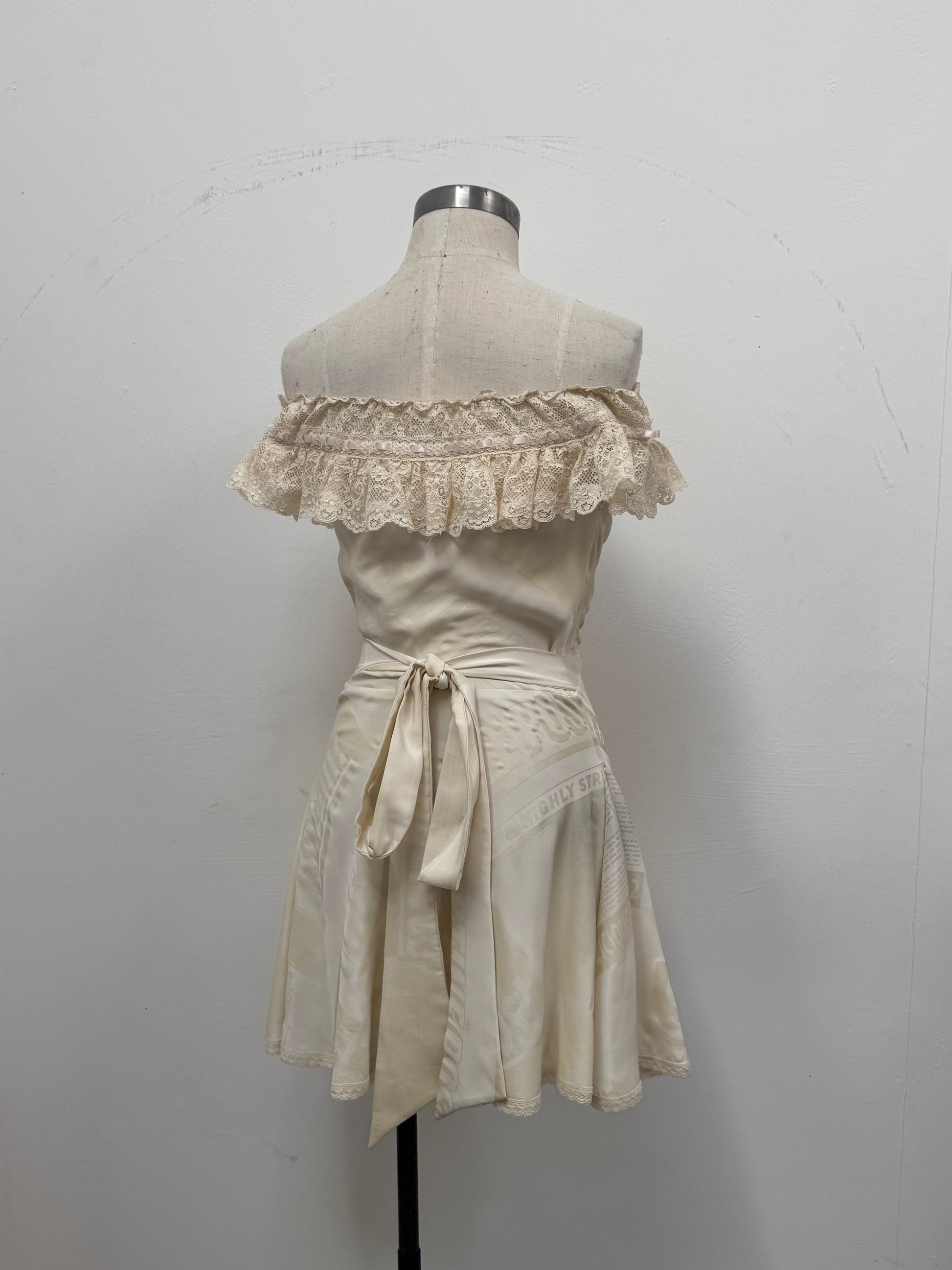 SAMPLE SALE - SILK NEWSPAPER PRINT DRESS - XS