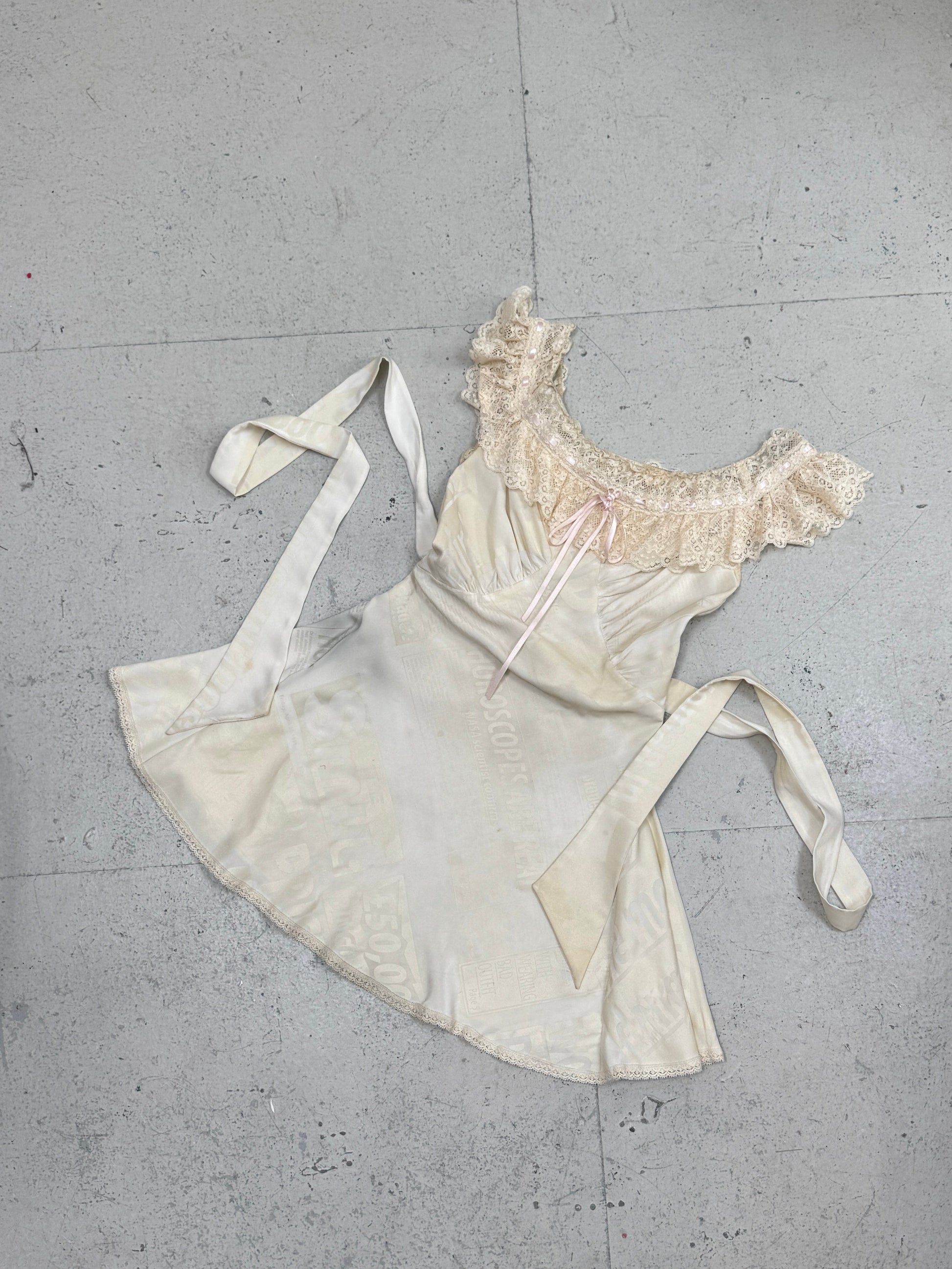 SAMPLE SALE - SILK NEWSPAPER PRINT DRESS - XS