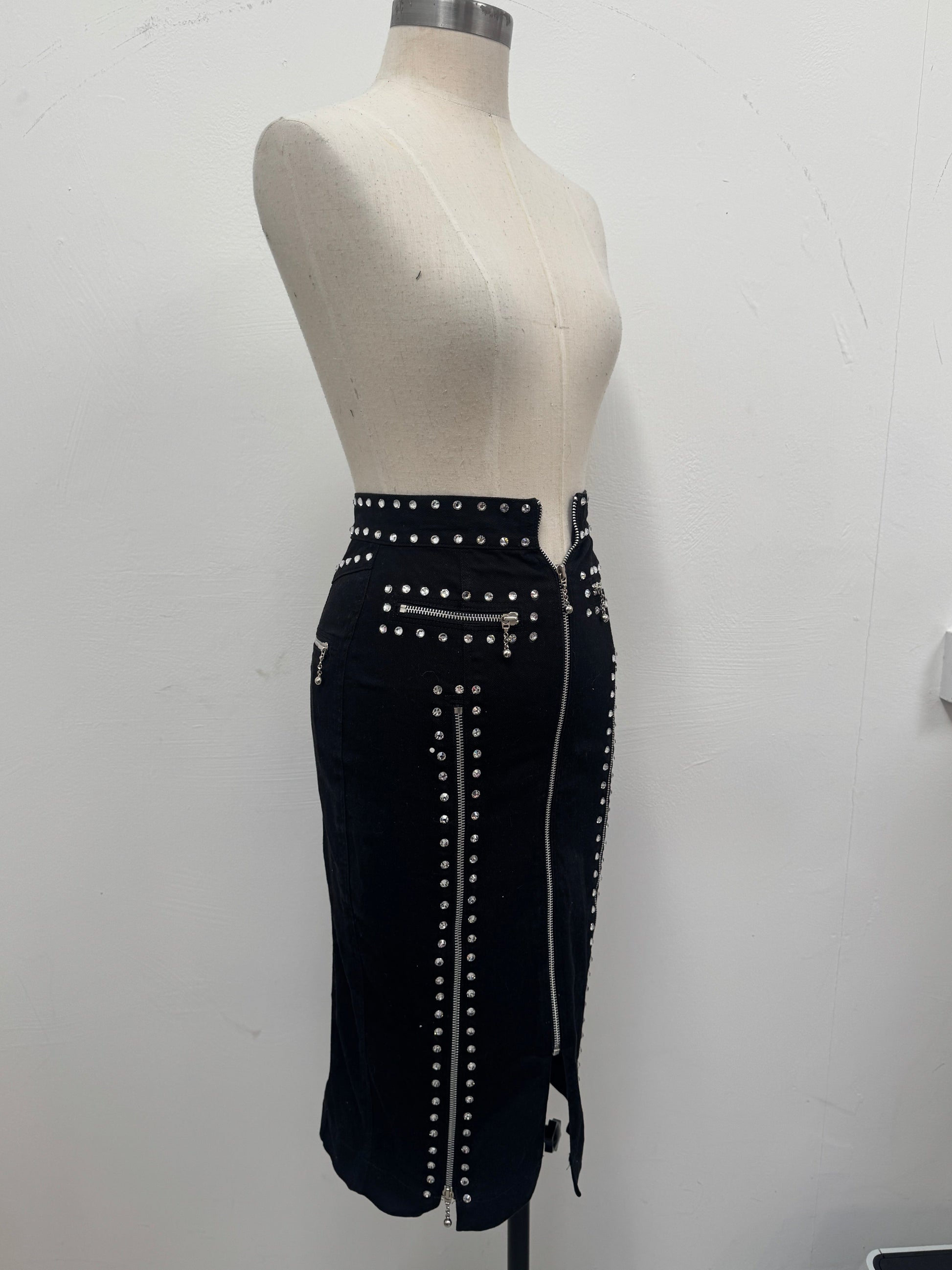 SAMPLE SALE - RHINESTONED PENCIL SKIRT XS