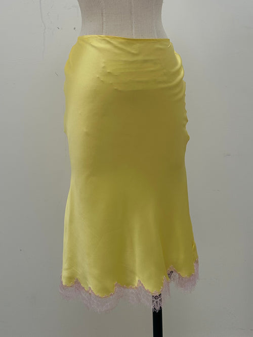 100% SILK AND FRENCH LACE SKIRT SIZE S