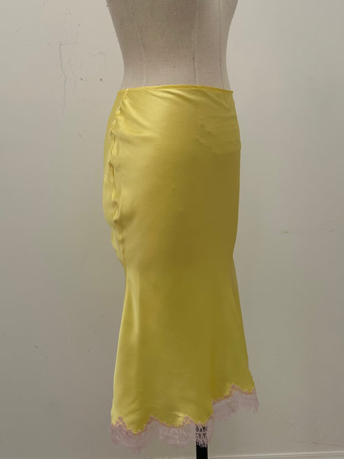 100% SILK AND FRENCH LACE SKIRT SIZE S
