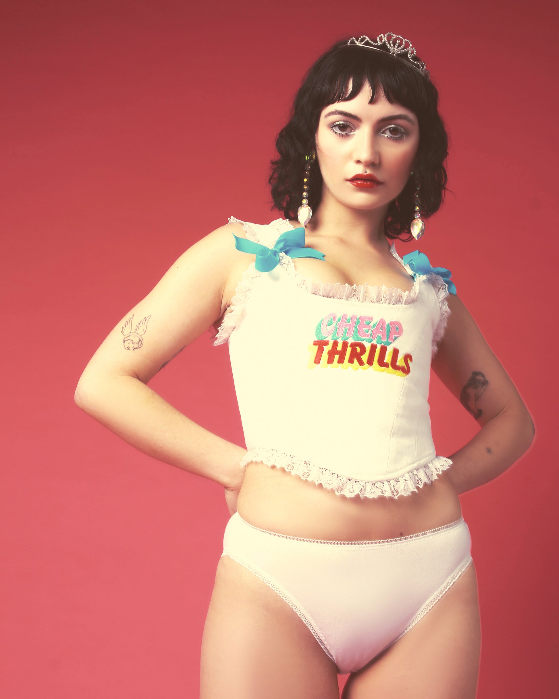 CHEAP THRILLS CANDY CORSET IN WHITE AND BLUE XS